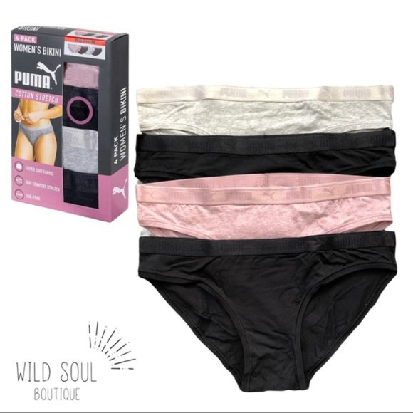 NEW PUMA 4 Pack Cotton Stretch Bikini Panties - Picture 3 of 5